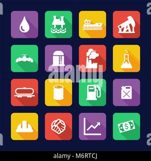Oil Industry Icons Flat Design Stock Vector