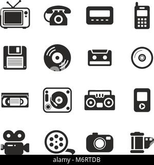 Old Technology Icons Icons Stock Vector