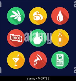 Olive Icons Flat Design Circle Stock Vector