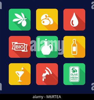 Olive Icons Flat Design Stock Vector