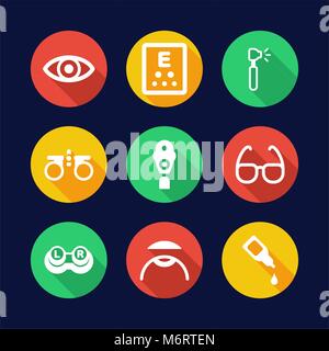 Optometry Icons Flat Design Circle Stock Vector