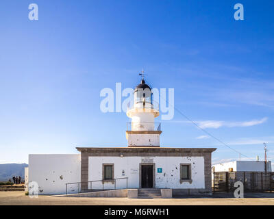 Cadaques, Spain - November 12, 2016. View of the Cap de Creus lighthouse in the Cap de Creus cape Stock Photo