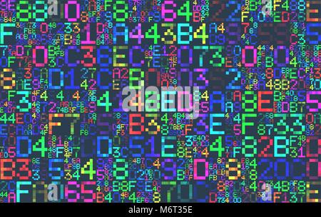 Vector green color hexadecimal code text decorative abstract black background pattern to poster or print Stock Vector