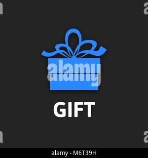 Gift box icon with ribbon, flat design Stock Vector