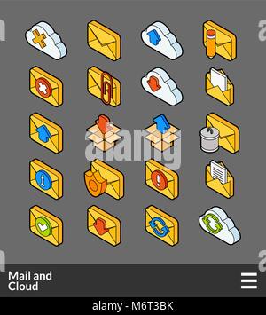 Isometric outline color icons set Stock Vector