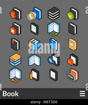 Isometric outline color icons set Stock Vector