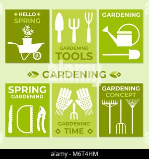 Gardening. Set of cards. Stock Vector