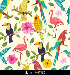 tropical birds. Seamless pattern Stock Vector