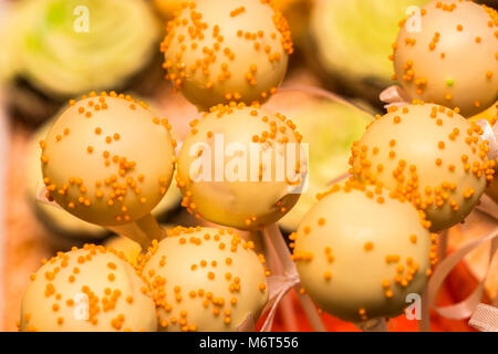 Top view photo of colorful cake pops on table.Candy Bar Stock Photo