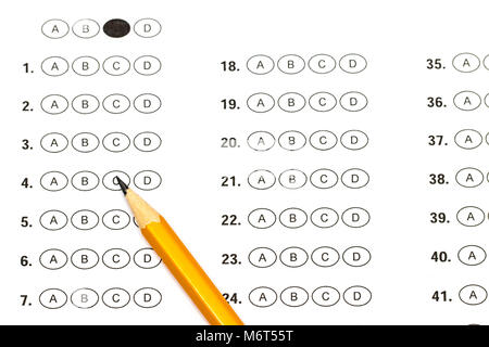 Test score sheet with answers, grade A+ and pencil, close up Stock ...