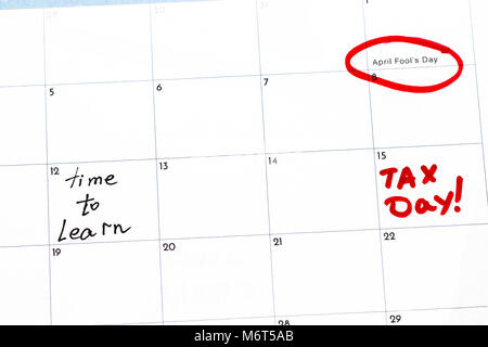 Save the date written on the calendar. Stock Photo
