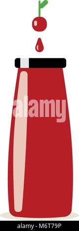 Cherry juice glass bottle and berries vector Stock Vector