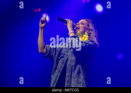 Norway, Bergen - April 29, 2019. The Swedish singer Drömhus performs a live concert during the We Love the 90’s show at Bergenshallen in Bergen. (Photo credit: Gonzales Photo - Jarle H. Moe). Stock Photo