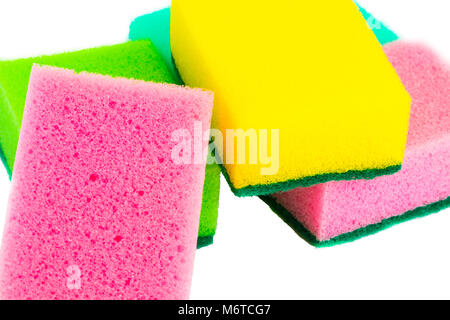sponges for dishwashing isolated on a white background. Stock Photo