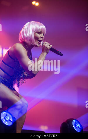 Norway, Bergen - April 29, 2019. The Belgian eurodance gruop Paradisio performs a live concert during the We Love the 90’s show at Bergenshallen in Bergen. (Photo credit: Gonzales Photo - Jarle H. Moe). Stock Photo