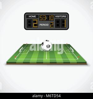 Soccer Field, Ball and Scoreboard Stock Vector