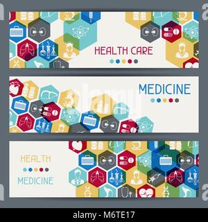 Medical and health care horizontal banners Stock Vector