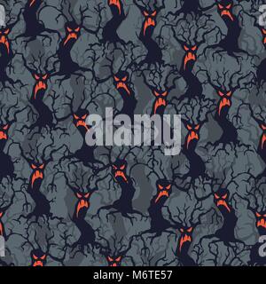 Halloween seamless pattern with trees Stock Vector