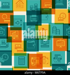 Seamless pattern of banking icons Stock Vector