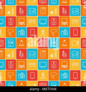 Home appliances and electronics seamless patterns Stock Vector