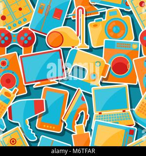 Home appliances and electronics seamless patterns Stock Vector