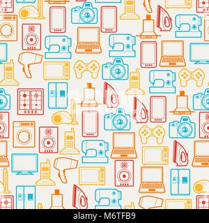 Home appliances and electronics seamless patterns Stock Vector