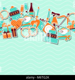 Wedding invitation card with stickers in retro style Stock Vector