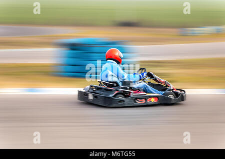 Fast carting car on track. Stock Photo