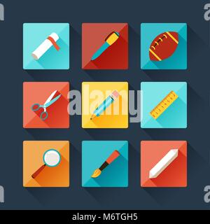 Set of education icons in flat design style Stock Vector