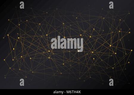 Abstract Digital background of Science or Blockchain. Molecules or blocks are connected in space. Vector Illustration. Stock Vector