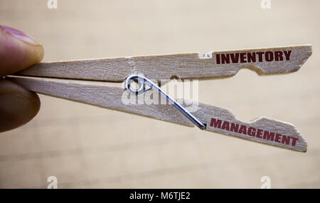 Writing text showing Inventory Management. Business concept for Stock Supply written on clip close up blurred background Stock Photo