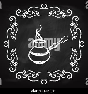 coffee maker icon, drawn in chalk on a blackboard Stock Vector