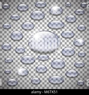 drops of water on a transparent background Stock Vector