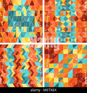 Seamless colorfull geometric patterns in retro style Stock Vector