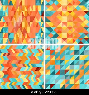 Seamless colorfull geometric patterns in retro style Stock Vector