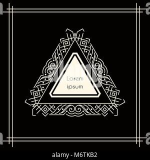 Vintage triangular geometric frame on black background Stock Vector