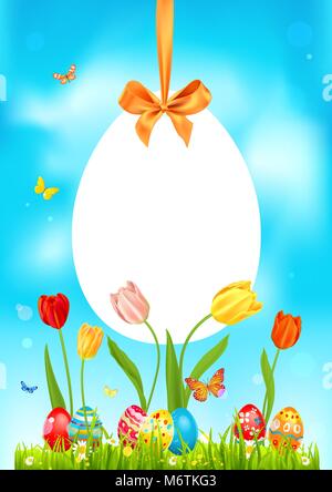 Bright easter happy frame Stock Vector