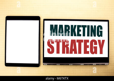 Conceptual hand writing text caption inspiration showing Marketing Strategy. Business concept for Success Digital Plan Stock Photo