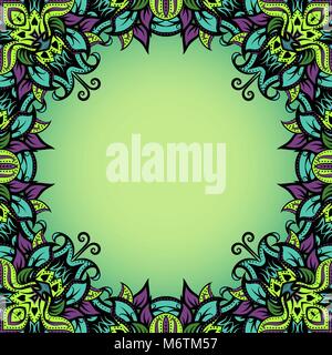 Vector frame with ornate round ornament Stock Vector