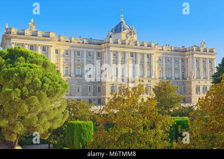 Madrid, Spain - June 06, 2017 :Building of  Royal Palace in Madrid (Palacio Real de Madrid), Spain. Stock Photo