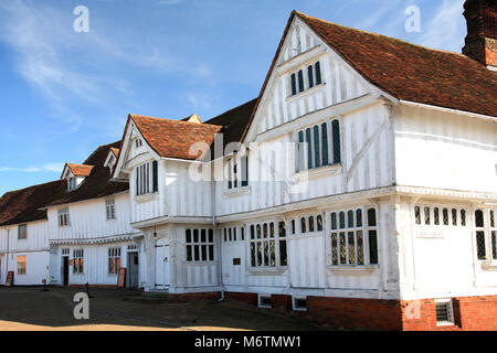 The Corpus Christi Guildhall, Market square, Lavenham village, Suffolk County, England, Britain. Built in the 16th century. Stock Photo