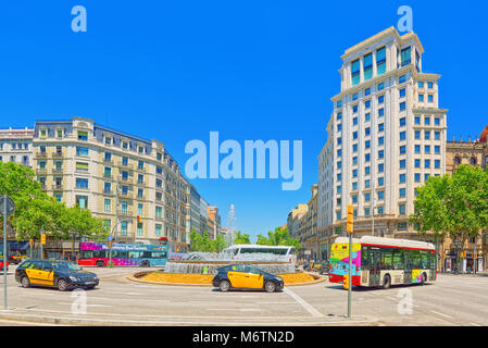 Barcelona, Spain - June 12, 2017 : Urban views - streets, people, tourists of the most beautiful city of the Mediterranean - Barcelona, capital of Cat Stock Photo