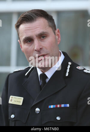 Wiltshire Police Assistant Chief Constable Kier Pritchard speaking at a press conference outside Wiltshire Police Headquarters in Devizes after double agent Sergei Skripal was found critically ill by exposure to an unknown substance in Salisbury. Stock Photo