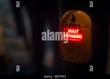 Traffic light button for pedestrians Stock Photo