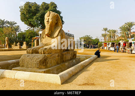 The Sphinx of Memphis, made out of Egyptian Alabaster, Memphis, Egypt, North Africa Stock Photo