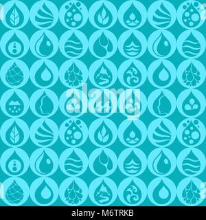 Seamless pattern with water icons in flat design style Stock Vector