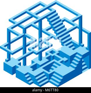 Under Construction. Impossible Construction. Optical Illusion. Abstract Construction Cantilever Confusion Decision Stock Vector