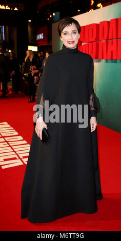 Kristin Scott Thomas attending the Tomb Raider European Premiere held at Vue West End in Leicester Square, London. Stock Photo