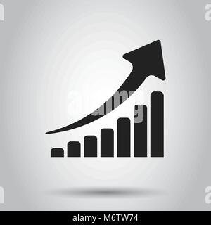 Growth chart icon. Grow diagram flat vector illustration. Business concept simple flat pictogram on isolated background. Stock Vector