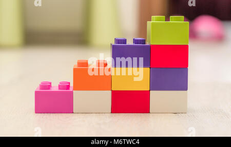 Bar chart created from toys. Conceptual image symbolizing things are on the rise, increasing, made from toys. Stock Photo